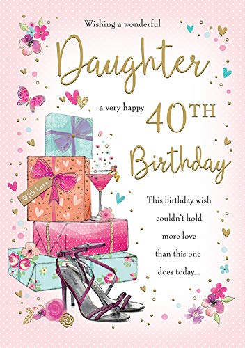 Piccadilly Greetings Biglietto Auguri Compleanno Per Figlia Con Cuore In Lamina - 9x15 Cm Con Busta - 4