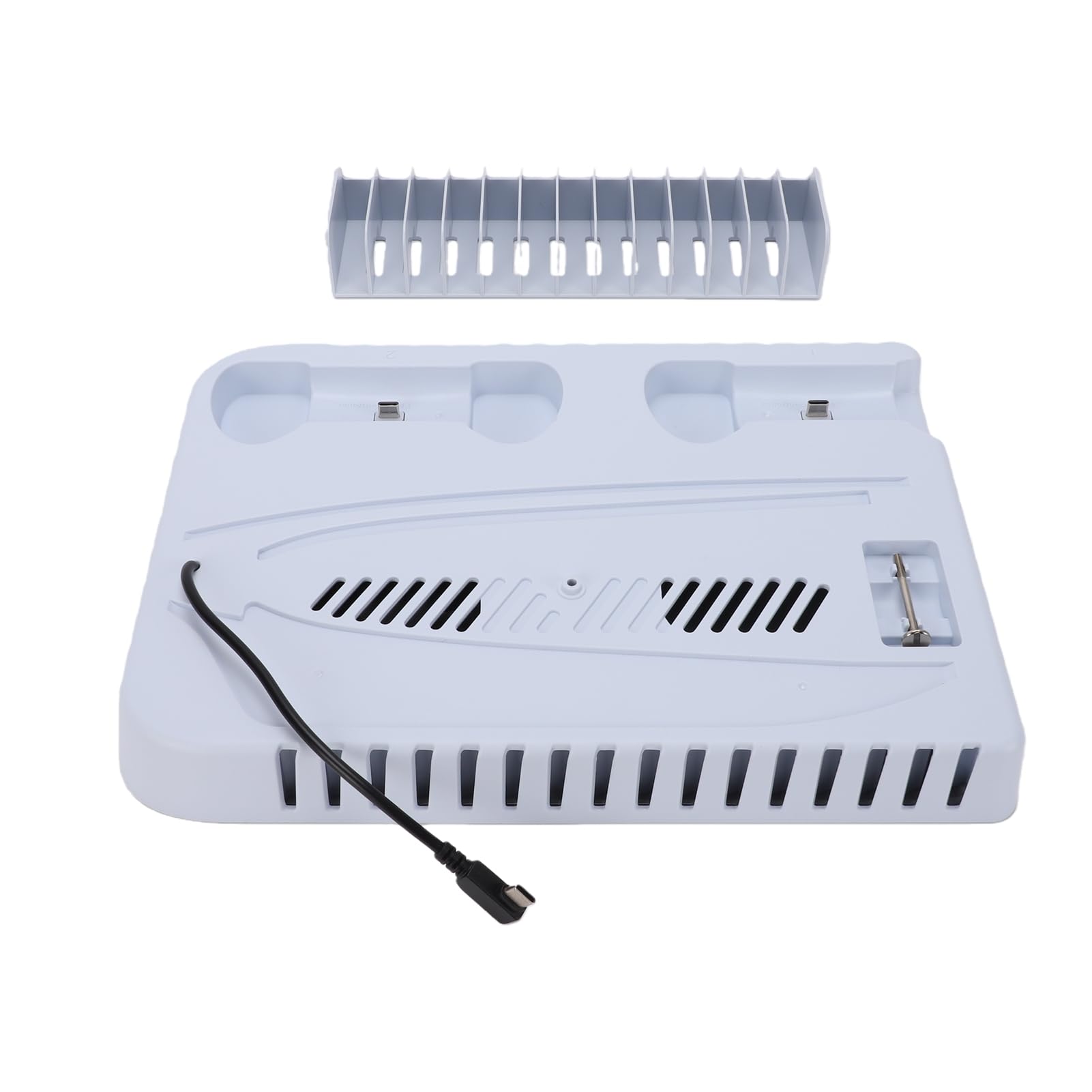 Cocoarm Stazione di Raffreddamento per Console Stazione di Raffreddamento e Ricarica per Console ABS con Ventola Silenziosa a 3 Livelli 4 Porte USB Caricatore Doppio Controller per Digitali a Disco