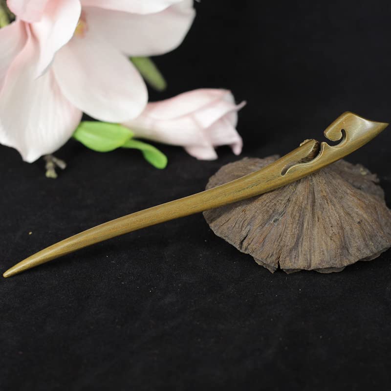 绿檀手工雕刻发簪实木制作 檀木发簪子镂空盘发头饰复古(1.祥云款)