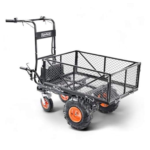 SuperHandy Utility Service Cart Power Wagon Wheelbarrow Electric 48V DC Li-Ion Powered 500Lbs Load and 1000Lbs+ Hauling Capacity Farm and Garden All Purpose Modular Cargo Bed