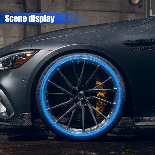 Image of 16PCS 17''-19'' Reflective Wheel Rim Stripe Decal Sticker, Universal Night Safety Tape Reflective Stickers, Waterproof Tire Rim Decoration Stripe Decals for Motorcycle, Car, Bicycle (Blue)