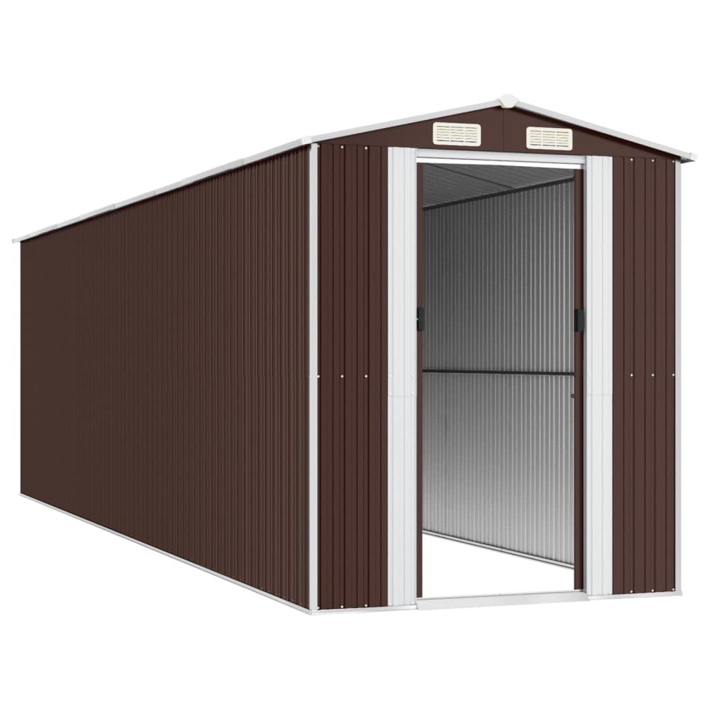 Générique Abri de Jardin Marron foncé 192x689x223 cm Acier galvanisé,Maison & Jardin,Pelouses & Jardins,Vie en extérieur,Structures extérieures,Cabanes & abris de Jardin,3147466