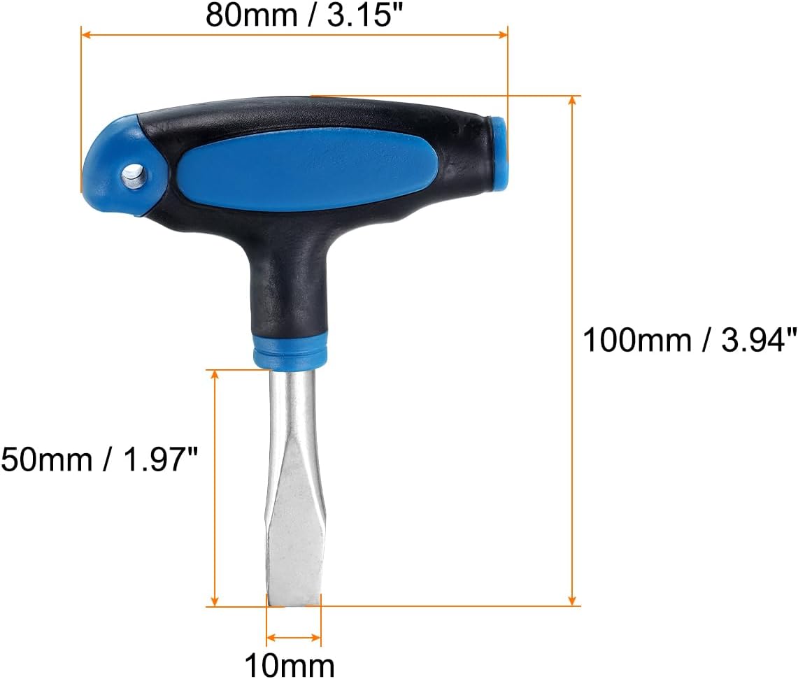 HARFINGTON 2pcs t Handle Flat Head Screwdriver 10mm t Handle Slotted Screwdriver with Plastic Handle for Slotted Screw Quick Release Plate Camera Tripod Monopod, Blue
