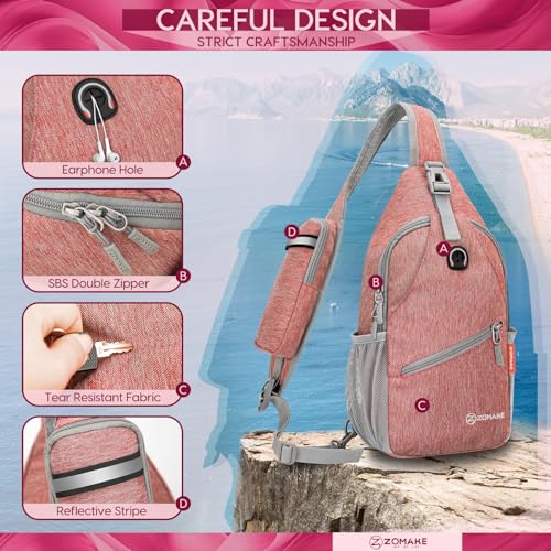 ZOMAKE Sling Bag,Small Crossbody Sling Backpack Shoulder Daypack for Travel - image 6