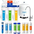 Express Water RO5DX Reverse Osmosis Filtration NSF Certified 5 Stage RO System with Faucet and Tank – Under Sink Water Plus 4 Filters – 50 GPD, 14 x 17 x 5, White