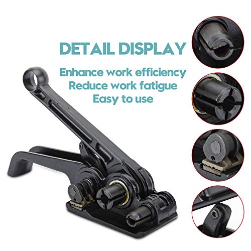Image of MYFAMIREA Upgraded Heavy Duty Poly Strapping Tensioner Sealer Cutter Manual Packing Tools Kit for 1 /2 inch-3 /4 inch Width Polyester Polyproplyn Strap(Black)