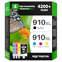 (Latest Chip) 910XL Ink Cartridges for HP Printers, Compatible Replacement for HP 910 Ink Cartridges 910 XL to Work for HP Officejet Pro 8010 8020 8022 8015 8025 8035 Printer (High Yield, 4 Pack)
