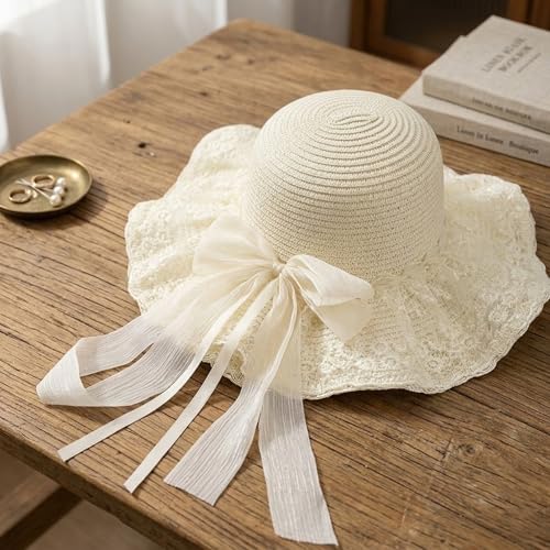 Sombrero de paja para mujer verano ala ancha playa miniatura 3