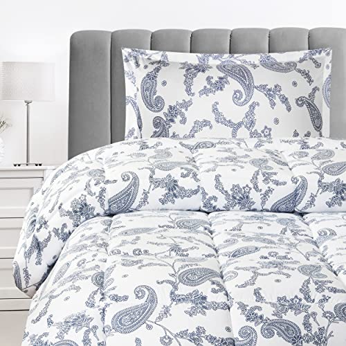 Utopia Bedding Twin Comforter Set Kids (Paisley Navy) With 1 Pillow Sham - Bedding Comforter Sets - Down Alternative Comforter - Soft And Comfortable - Machine Washable #TOP4