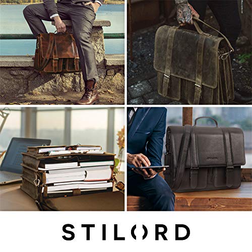 STILORD 'Marius' Leren Leraar Tas Vintage Schooltas Grote Aktetas Laptoptas Schoudertas Tassen voor Leraren Boekentassen Docententas Lederen - Image 6