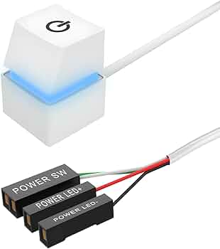 Netzschalter für Desktop Computers PC Einschaltknopf Extern Desktop Computers PC Power Button Externer Computer Netzschalter 1,65m mit LED Licht, Idealer Ersatz von PC-Kastenschalter