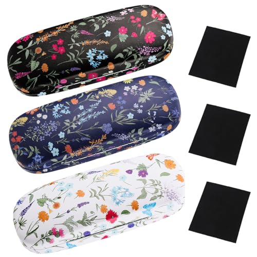 3 Pcs Eyeglasses Case?Hard Shell Glasses Case Protective Case with Cleaning Cloth Reading Glasses Case for Women Man