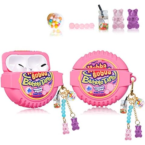 Lupct for Airpod Pro 2019/Pro 2 Gen 2022 Silicone Case, Cartoon Cute Food Air Pods Cover Kids Girls Women Funny Headphone Fun Cool Kawaii Keychain Cases for AirPods Pro (Hubba Bubba Bubble Tape) Cover