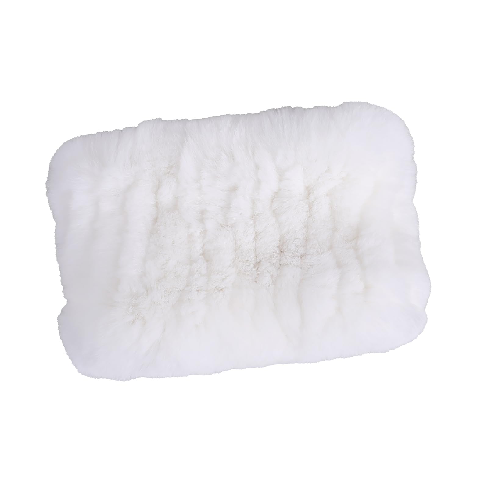 BOONJOVIA Rex Rabbit Fur Knitted Headband - Winter Fashion Ear Warmers Neck Warmer Snood Scarf (White, One Size)