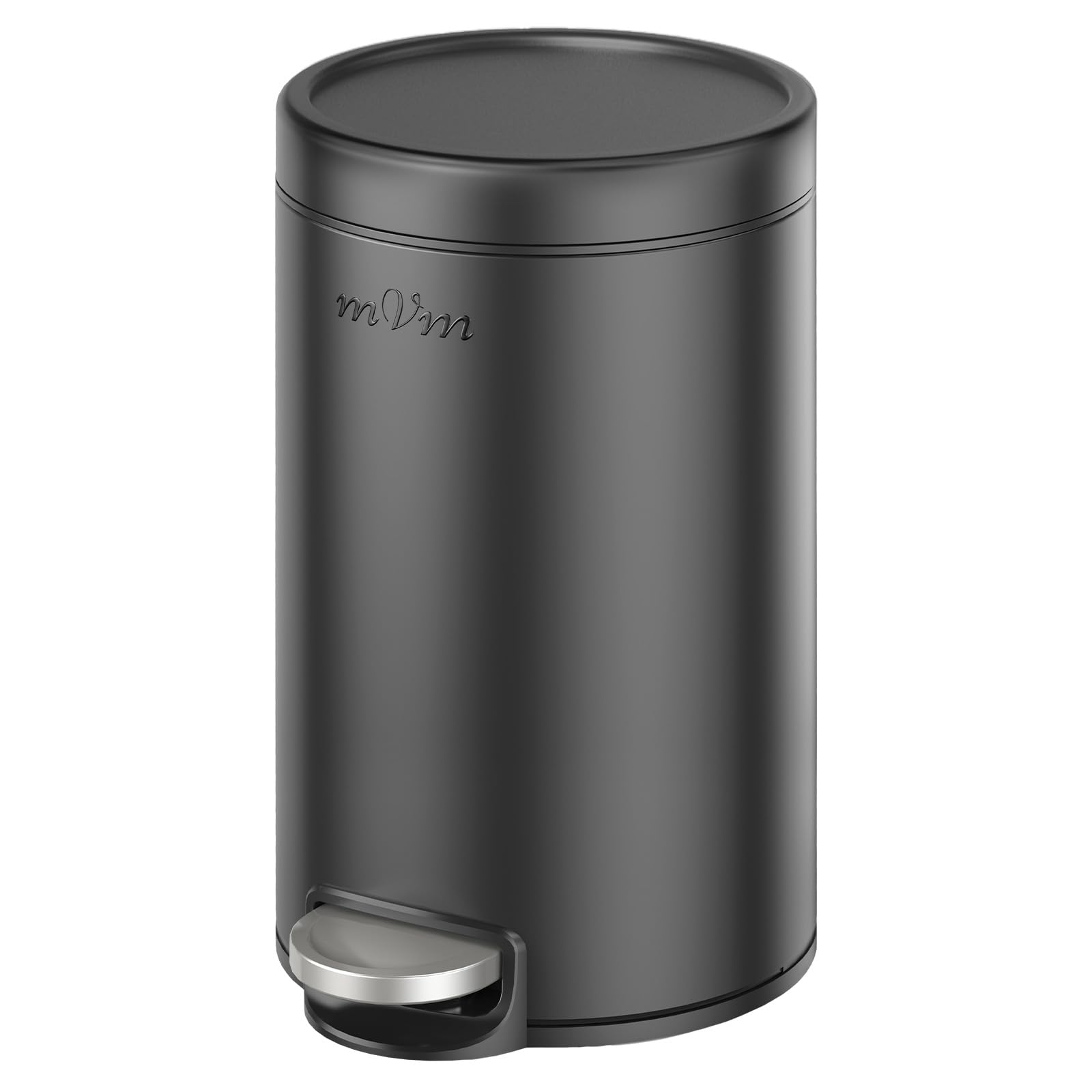 mVm 20L Kitchen Bin, Stainless Steel Pedal Rubbish Bin, Bin with Lid, Black