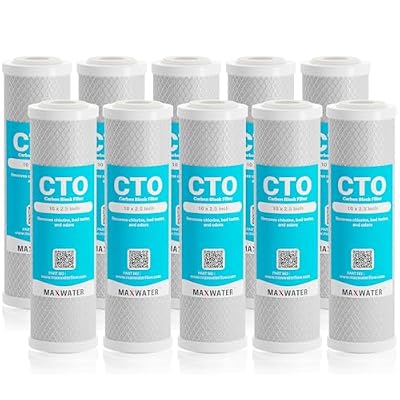 Max Water 5 Micron 10 x 2.5 Whole House CTO Carbon Sediment Water Filter Cartridge Compatible with DuPont WFPFC8002, WHEF-WHWC, WHCF-WHWC, FXWTC, SCWH-5, CTO10, 10-Pack