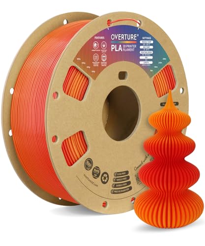 Image of OVERTURE Rainbow PLA Filament 1.75mm, Neatly Wound 3D Printer Filament 1kg Spool (2.2lbs), Dimensional Accuracy + /- 0.02 mm, Fit Most FDM 3D Printers(Tequila Sunrise)