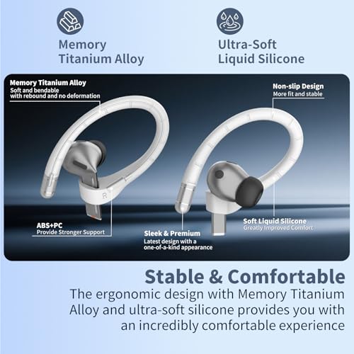 Image of Anti-Slip Ear Hooks for Galaxy Buds 3 Pro (2024) & Galaxy Buds 3 FE (2025), Comfortable Fit | Sports Anti-Loss | Memory Titanium Alloy Ear Hooks Compatible for Samsung Buds 3 Earbuds w /Lanyard, White