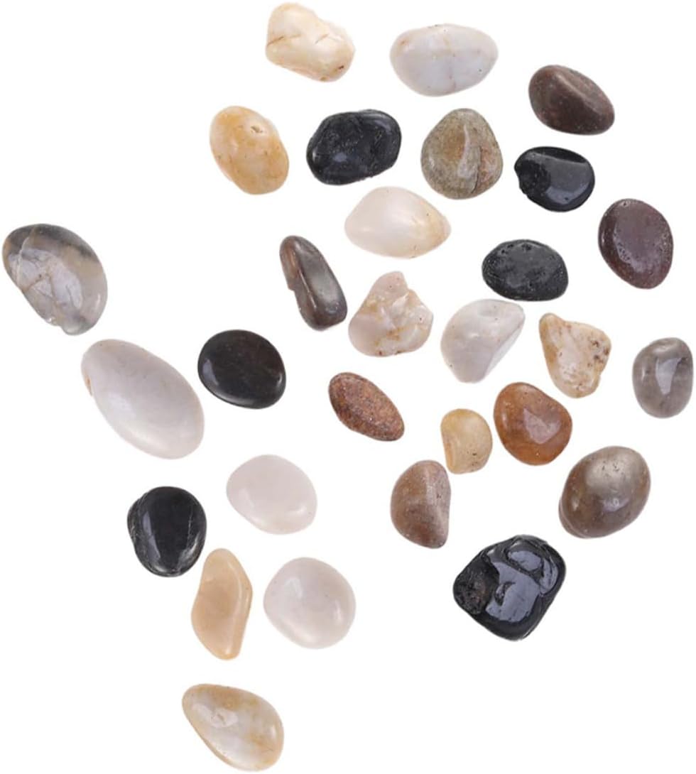 Natural Polished Fish Tank Pebbles and Aquarium Landscaping Stones, 2-3cm Smooth Stream Rocks, 1500g Decorative Gravel for Turtle Habitats and Garden Decor