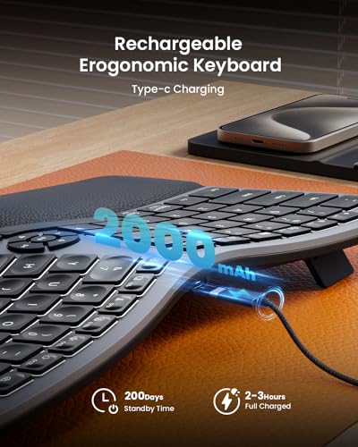 Protoarc Backlit Wireless Ergonomic Keyboard thumb #6