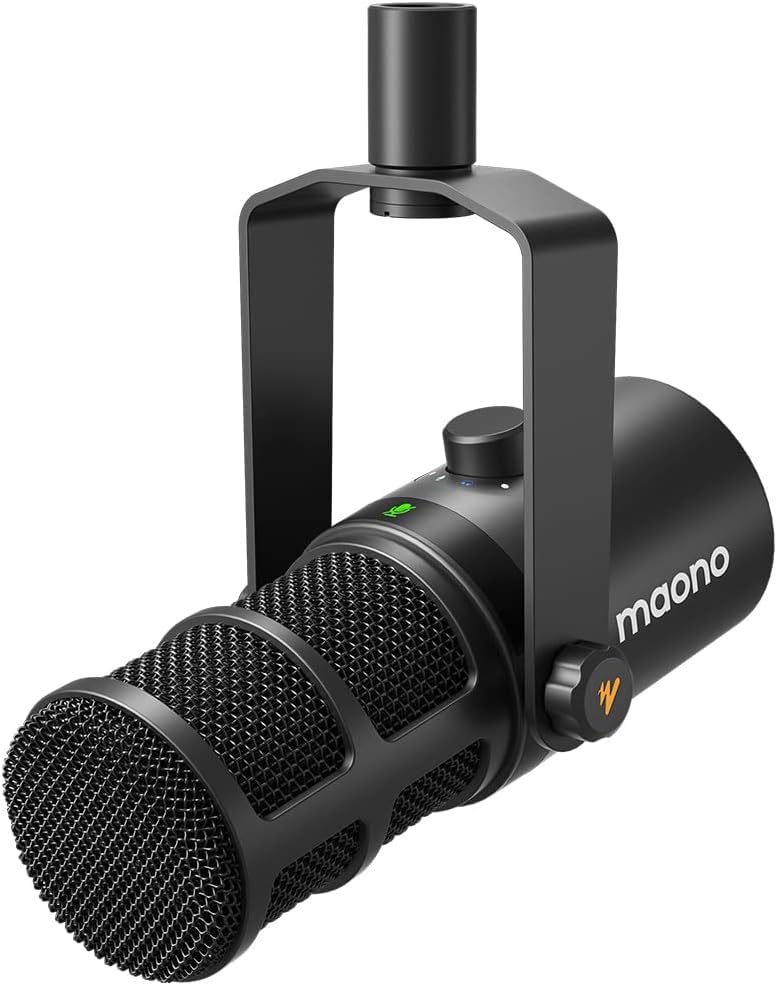 MAONO Dynamic Microphone, USB/XLR Podcast PC Microphone with Software, EQ,Tap-to-Mute, Headphone Jack, Gain Knob & Volume Control, Studio Mic for Broadcast, Recording, Streaming & Gaming PD400X Black