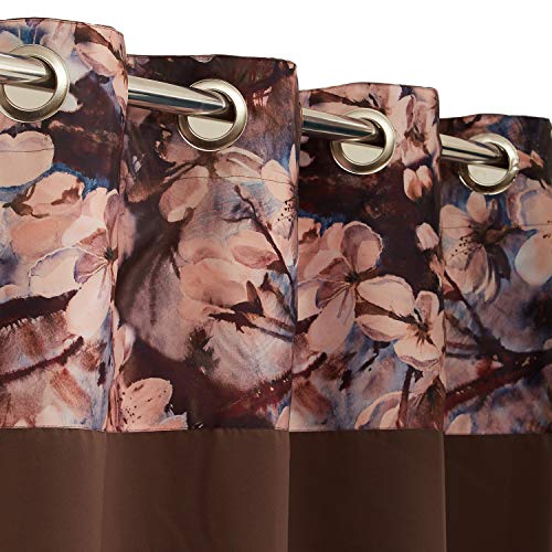 Image of Swayam 100% Blackout Polyester Window Curtain for Living Room & Bedroom | 5 Feet | Room Darkening Curtain with Eyelets | Pack of 2 | Solid Design - Brown