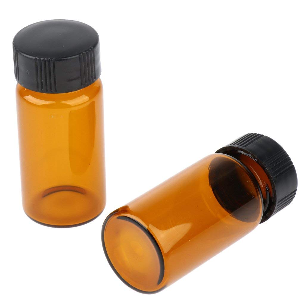 100 Stück 10ml/15ml/20ml Glas Probenflasche Organische Lösung Glasflaschen mit Schraubdeckel für Chemie Laborbedarf (Braun 20ml)