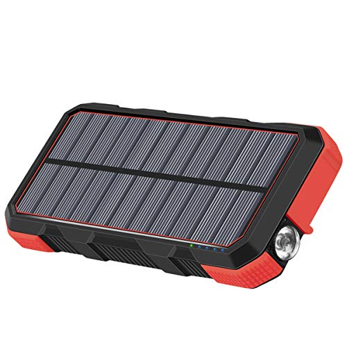 Hiluckey Portable Solar Charger 26800mAh USB C 18W Power Bank Fast Charge Battery Charger for iPhone 11, Samsung S10, Huawei, MacBook