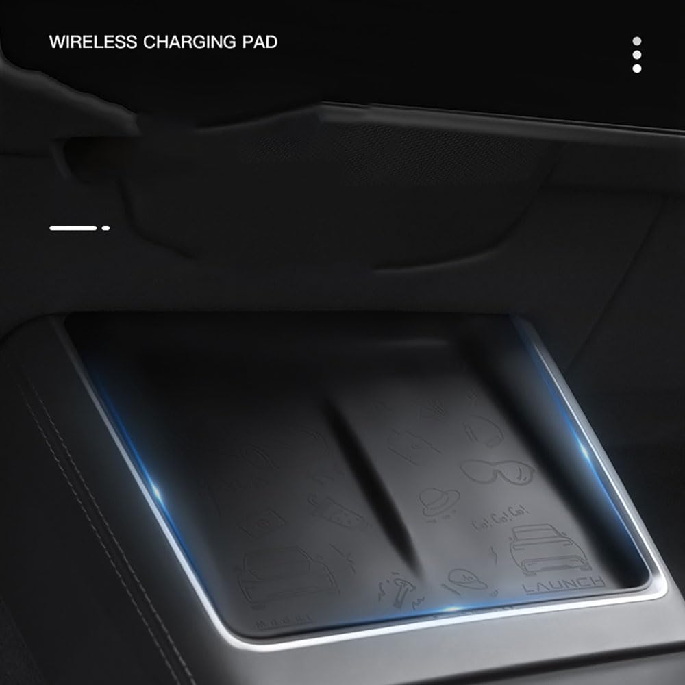 Bezprzewodowa ładowarka konsoli środkowej do Tesla Model 3 Highland 2024-2026 Model Y 2025-2026 obszar ładowania telefonu mata silikonowa antypoślizgowa podkładka silikonowa (czarna)
