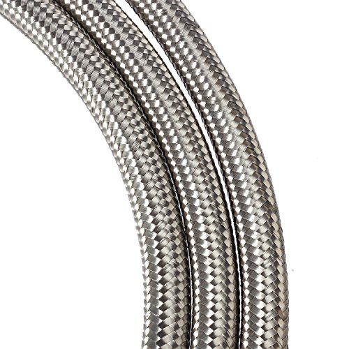 Vincos 15 Ft 6An Id 10An Od Universal Braided Stainless Steel Cpe Oil Fuel Gas Line Hose Fit #TOP4