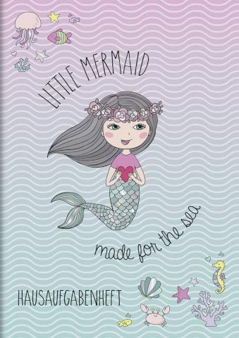 Preisvergleich Produktbild papieto Hausaufgabenheft Little Mermaid mit Kunststoff Schutzumschlag (A5 / 48 Blatt) MIT STICKERBOGEN