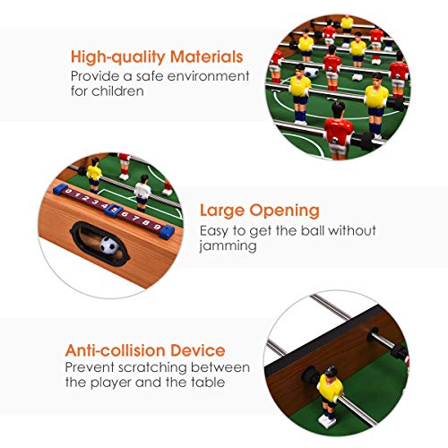 Giantex Multi Game Table, 2 In 1 Combo Mini Game Table Top W/ Soccer, Slide Hockey, Wood Foosball Game Table Top W/Footballs, Perfect For Game Rooms, Arcades, Bars, Parties, Family Night #TOP1