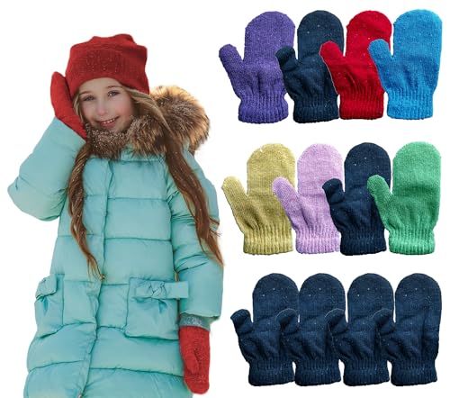 Yacht & Smith Kids Gloves & Mittens in Bulk, Winter Striped Children Age 3-8