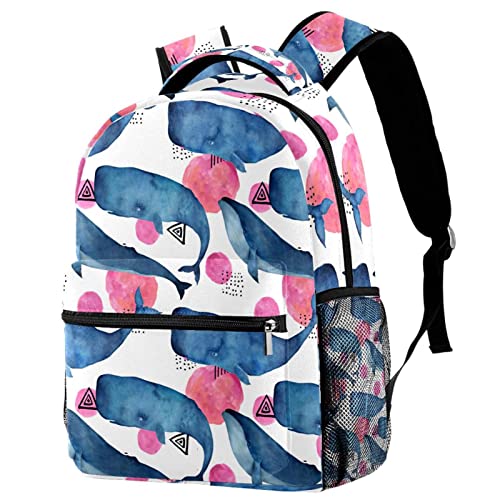 Mochila de ballenas rosas ligera para viaje y senderismo