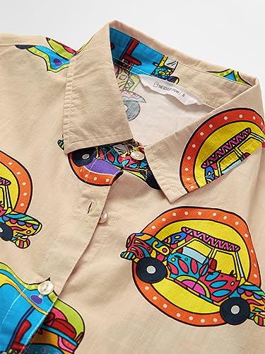 Image of The Souled Store TSS Originals: Desi Paintwork Womens Loose Fit Graphic Printed Half Sleeve Cotton Pink Women Summer Shirts