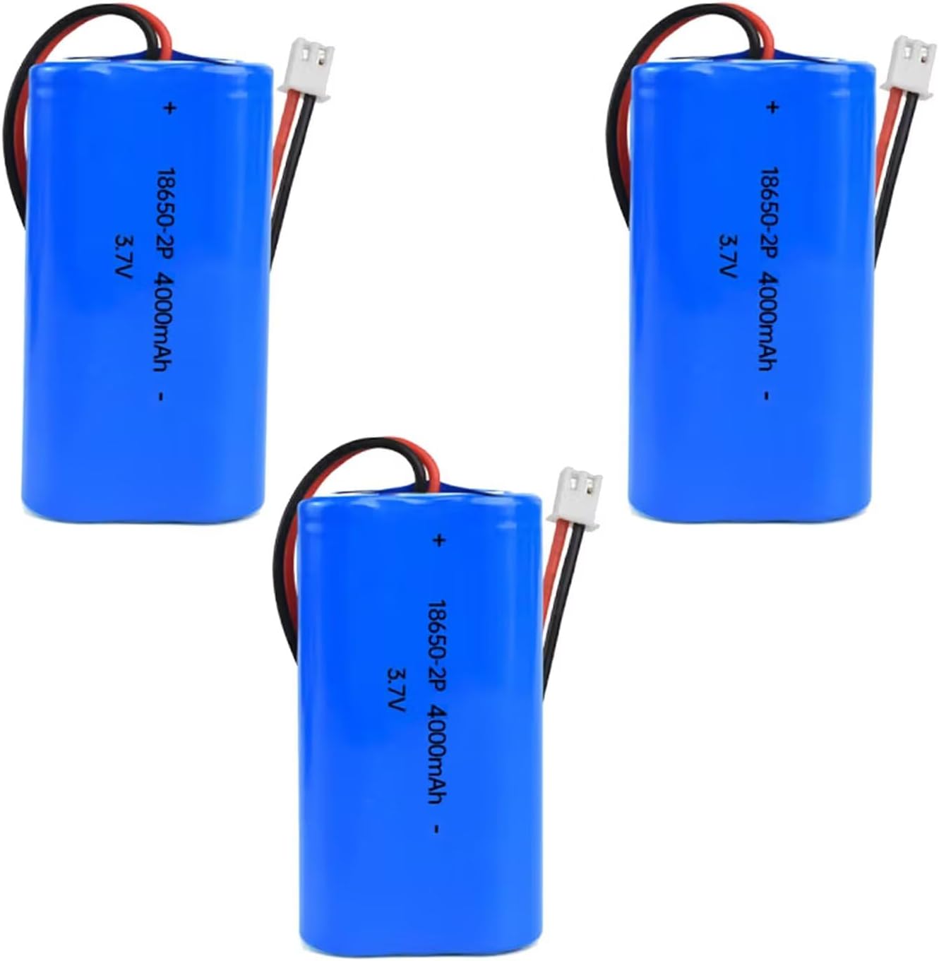 3Pcs 3.7V 4000mAh Li-ion Battery Pack 18650 * 2 Cell RC Replacement Rechargeable Battery Pack for Cars Airplane DIY, Fishing Lights,Doorbell,Handheld Fan, Radio, Speakers, etc.
