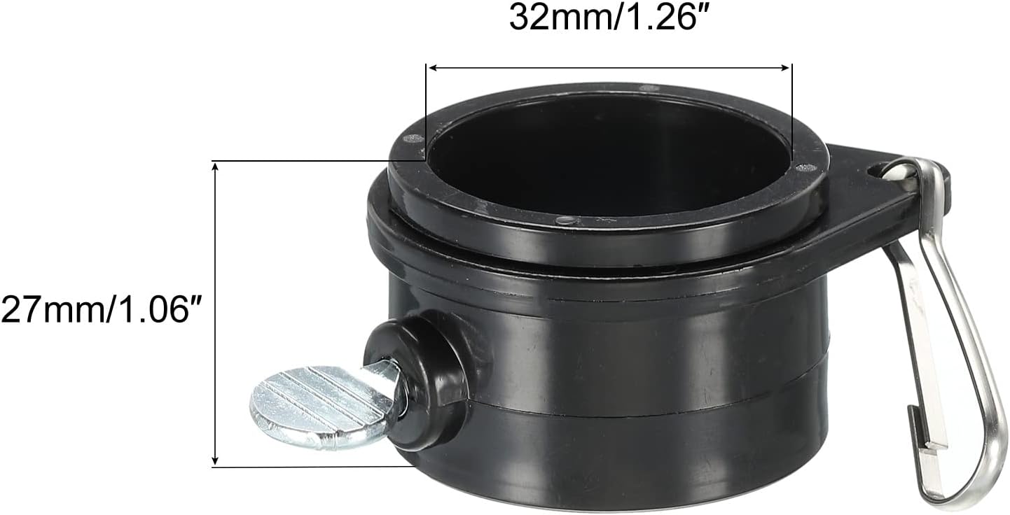 MECCANIXITY Flag Pole Rings Mounting Clips Rotating Adjustable Fasteners 32mm x 27mm Black Pack of 4