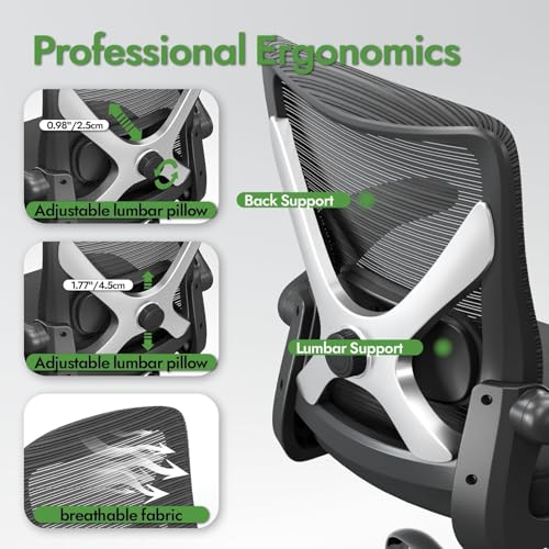 Ergalithic Ergonomic Office Chair - X-Shaped Computer Desk Chair Comfy, Gaming Chair, Office Chair with Lumbar Support, Mesh Office Chairs, Desk Chair for Long Hours (Black Silver)