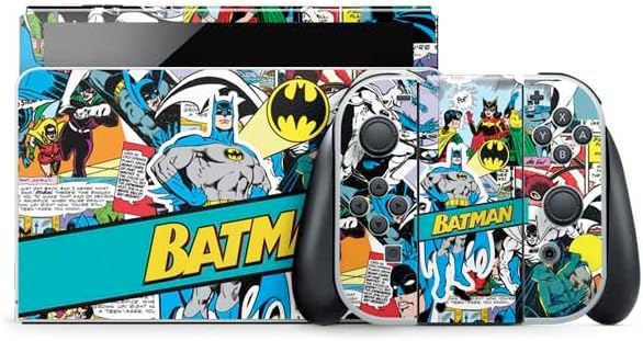 Skinit Decal Gaming Skin Compatible with Nintendo Switch OLED (2021) - Officially Licensed DC Comics Batman Vintage Character Pattern - Joker and Robin Design