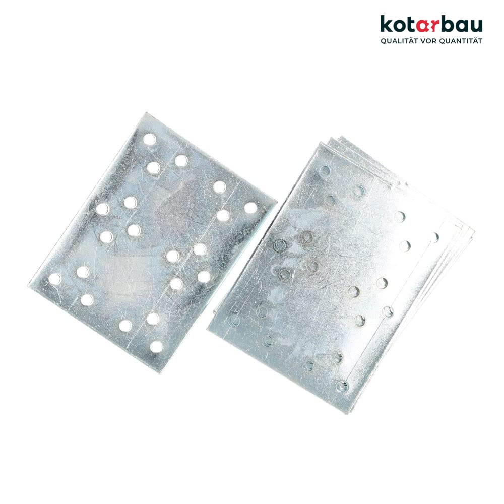 KOTARBAU Lochplatten 100 x 76 mm Verzinkt Silber Flachverbinder Holzverbinder Innen – Außenbereich Lochplatte Stahlverbinder Lochblech Flacheisen (50)
