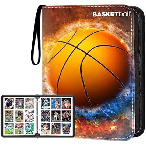 HESTECH Basketball Card Binder with Sleeves 900 Pockets Ring Trading Playing Collection Card Holder Photo Albums Storage Large Organizer Big Case with 50 Pages Removable Sleeves for Sports Game Cards Cover