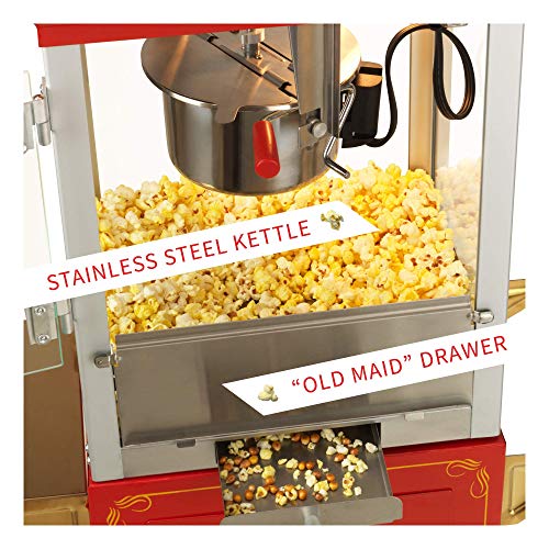 Funtime Sideshow Popper 4-Ounce Hot Oil Popcorn Machine With Cart, Red/Gold #TOP3