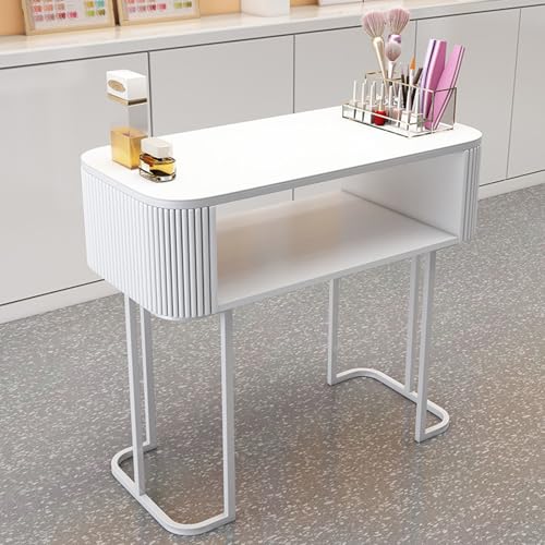 収納引き出し付きモダンネイルサロンデスク ウッドワークステーション ワニスフリーボードカウンター 美容スパのためのプロのマニキュアテーブル(Style 1,80cm)