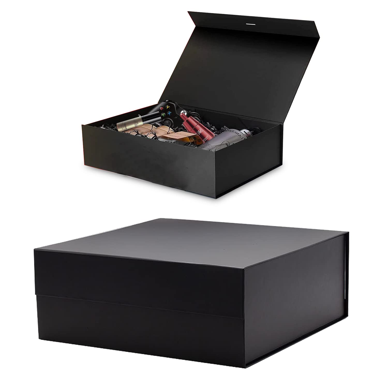Occuwzz® Large Gift Box 38cm*38cm*15cm, Black Gift Box with Magnetic Closure Lid, Sturdy Shirt Box, Rectangle Collapsible Box for Gift Packaging