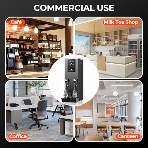 Image of Commercial Hot and Cold Water Dispenser, 60L(15.9Gal) /H Hot Water Boiler with Timer & Temp Settings, 1600W Electric Warm Drink Dispenser with 17L /4.5Gal Inner Tank for Cafe Office Countertop