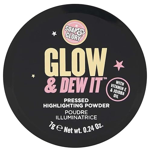 Soap & Glory Glow & Dew it - Polvo prensado resaltador, maquillaje resaltador prensado suave y aterciopelado, resaltador húmedo ultra reflectante