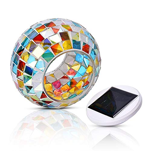 Wsgift HH96919 Color Changing Solar Powered Glass Mosaic Ball Led Garden Lights, Rechargeable Outdoor Waterproof Solar Night Lights Table Lamps thumb #3
