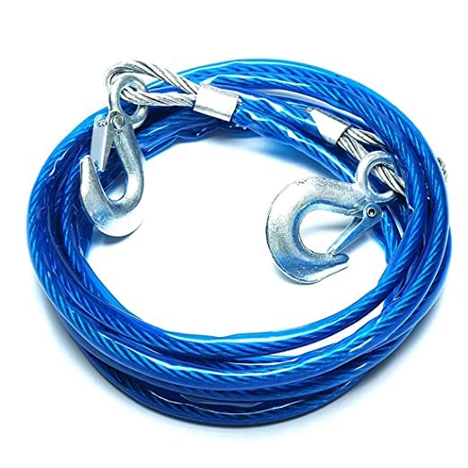 TRADY Car Vehicle Boat Steel Wire Tow Rope Emergency Steel Tow Cable