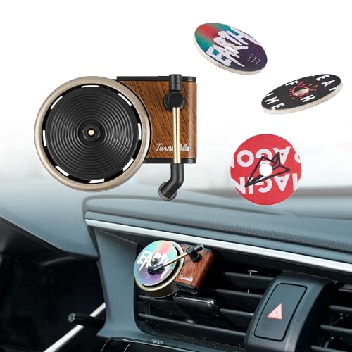 Image of Record Player Car Vent Clips Air Freshener Retro Style Album Cover Car Air Conditioning Outlet Clip Fragrance Diffuser Car Interior Decoration Accessories, Retro Record Player