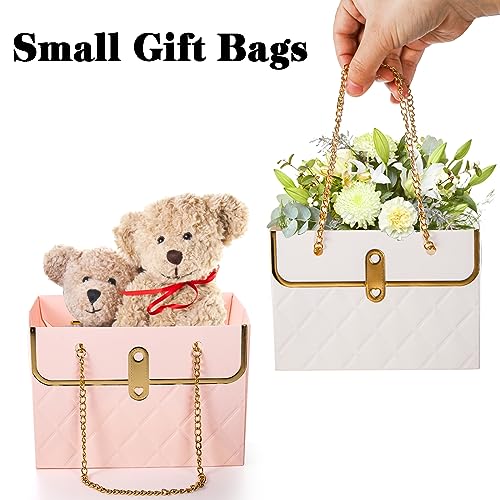 Pumtus 15 Pack Flower Paper Gift Bag, Bouquet Portable Flower Handbag Box with Metal Chain, Rectangle Wedding Gift Wrap Bag, Small Florist Carrier Bag for Arrangements, Valentine's Day, Birthday - Image 5